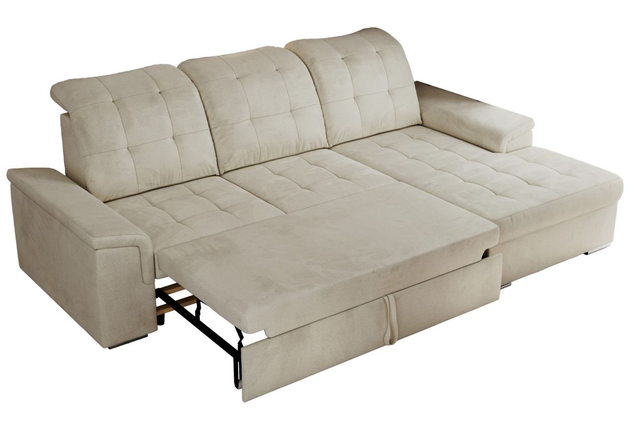 Narożnik MADRITO L - strona prawa - beżowy, welwet