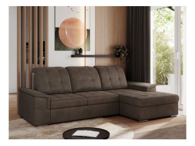 Narożnik MADRITO L - strona prawa - brązowy, welwet