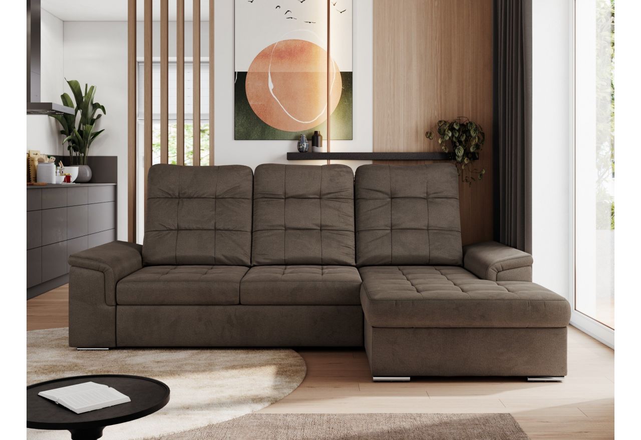 Narożnik MADRITO L - strona prawa - brązowy, welwet