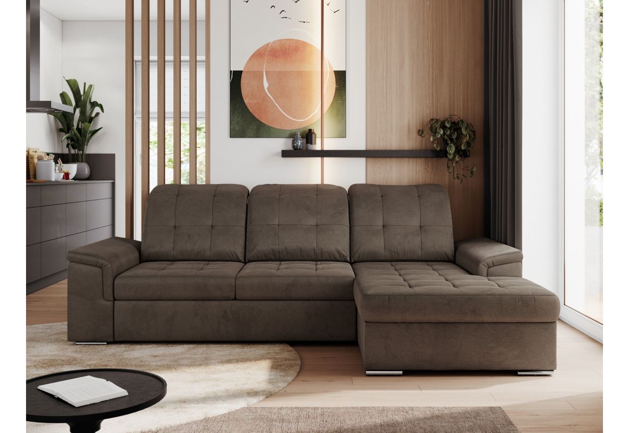 Narożnik MADRITO L - strona prawa - brązowy, welwet