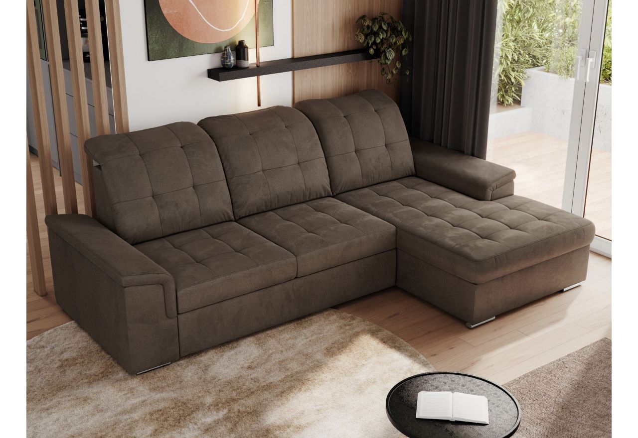 Narożnik MADRITO L - strona prawa - brązowy, welwet