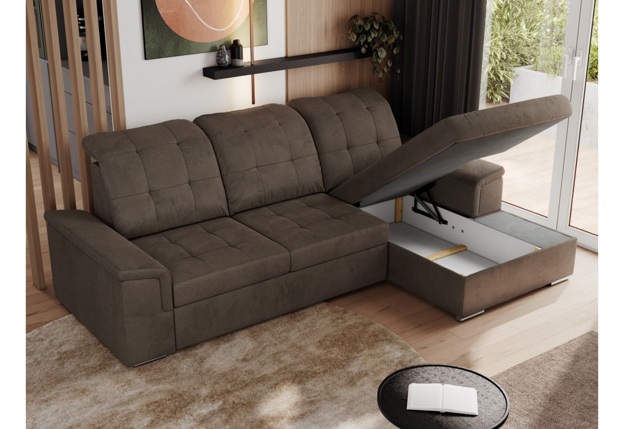 Narożnik MADRITO L - strona prawa - brązowy, welwet