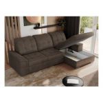 Narożnik MADRITO L - strona prawa - brązowy, welwet