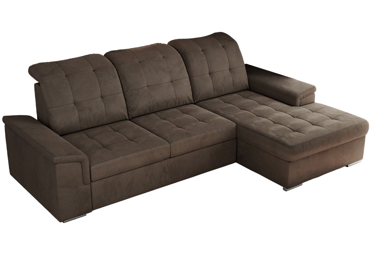 Narożnik MADRITO L - strona prawa - brązowy, welwet