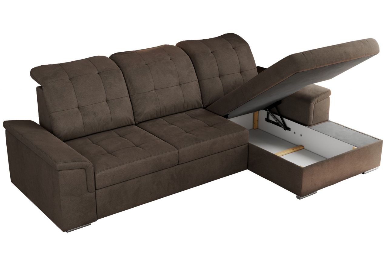Narożnik MADRITO L - strona prawa - brązowy, welwet