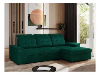 Narożnik MADRITO L - strona prawa - ciemnozielony, welwet