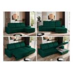 Narożnik MADRITO L - strona prawa - ciemnozielony, welwet