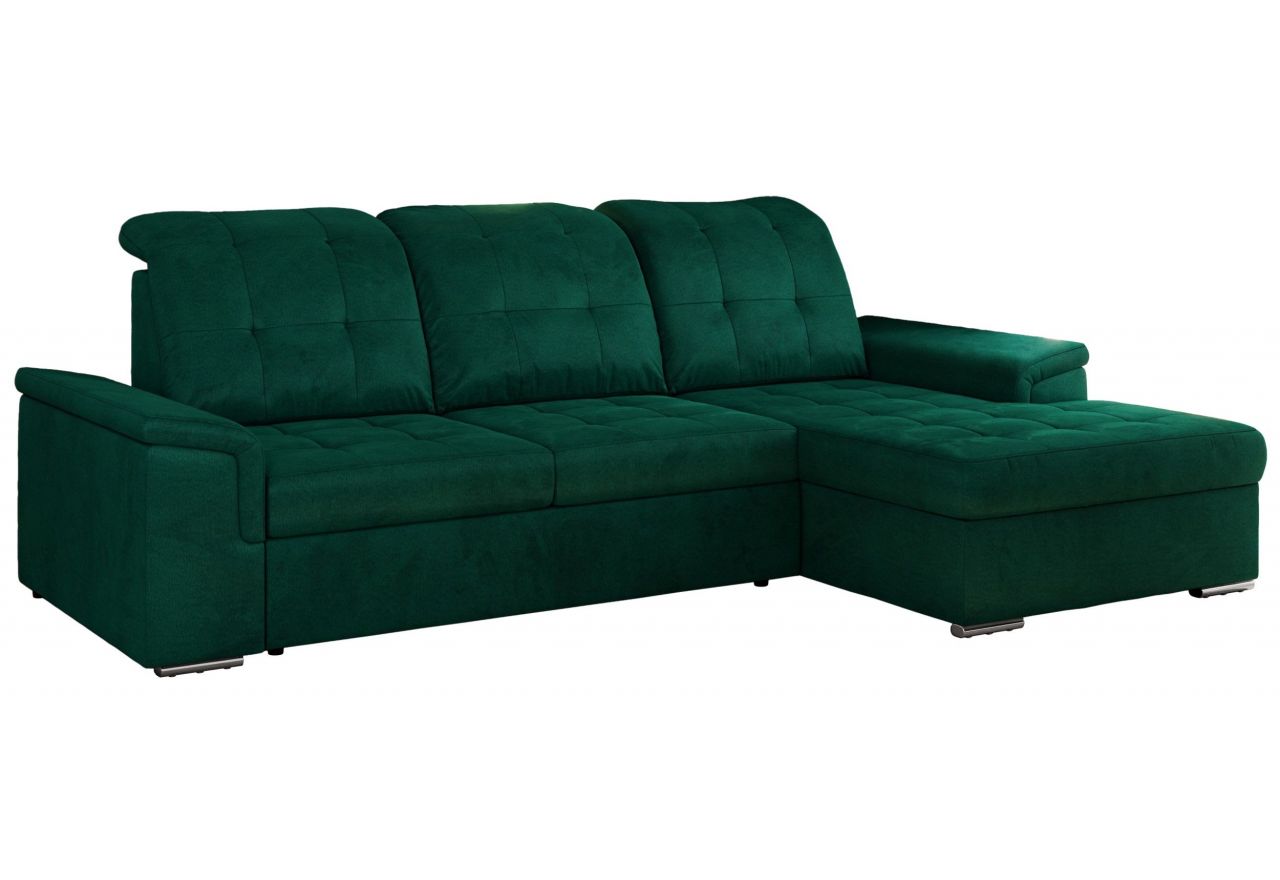 Narożnik MADRITO L - strona prawa - ciemnozielony, welwet