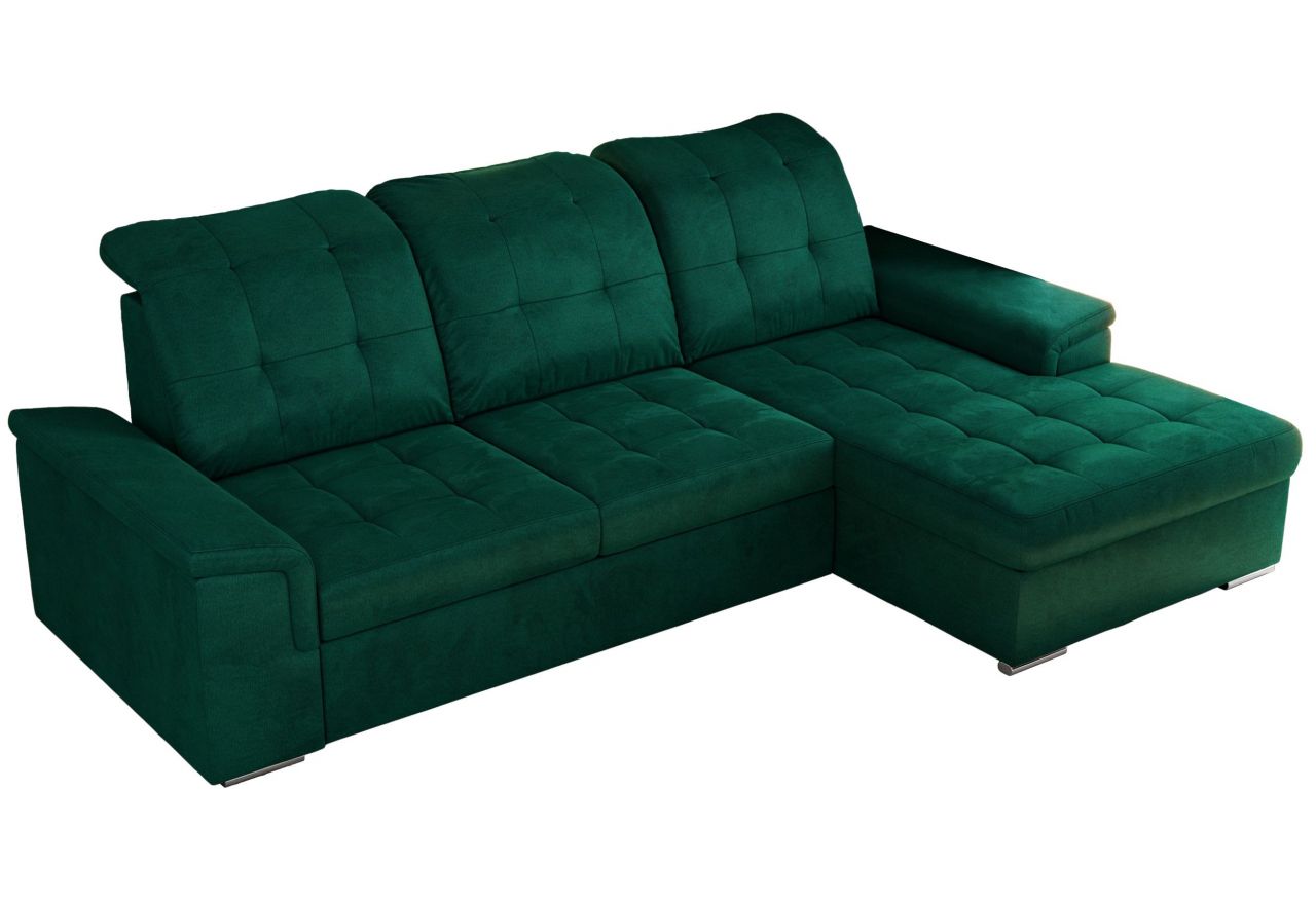 Narożnik MADRITO L - strona prawa - ciemnozielony, welwet