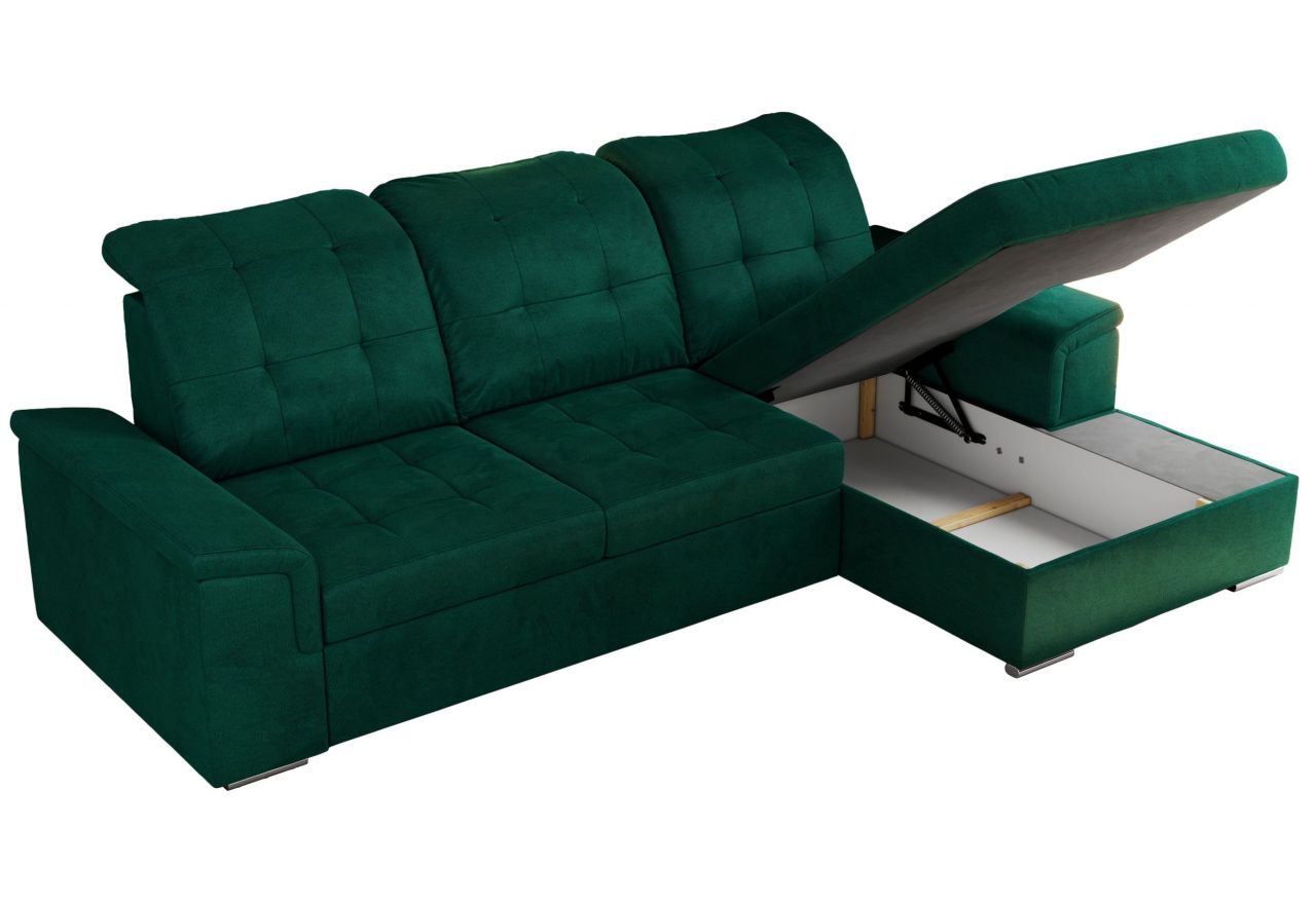 Narożnik MADRITO L - strona prawa - ciemnozielony, welwet