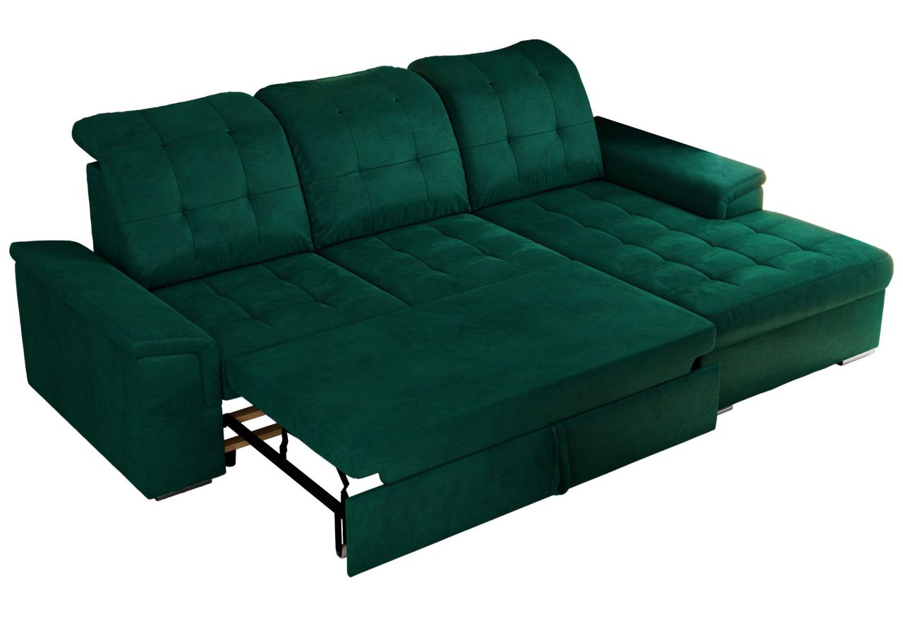 Narożnik MADRITO L - strona prawa - ciemnozielony, welwet