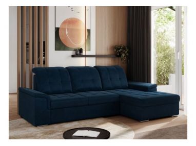 Narożnik MADRITO L - strona prawa - ciemnoniebieski, welwet