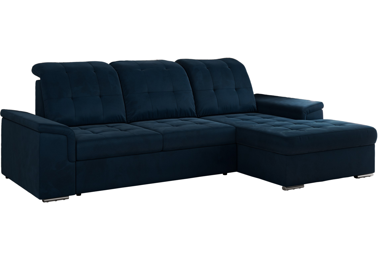 Narożnik MADRITO L - strona prawa - ciemnoniebieski, welwet