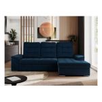 Narożnik MADRITO L - strona prawa - ciemnoniebieski, welwet