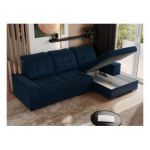 Narożnik MADRITO L - strona prawa - ciemnoniebieski, welwet
