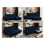 Narożnik MADRITO L - strona prawa - ciemnoniebieski, welwet