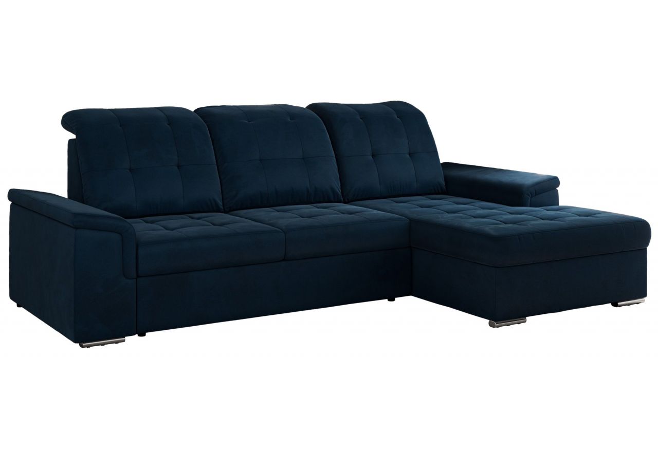 Narożnik MADRITO L - strona prawa - ciemnoniebieski, welwet