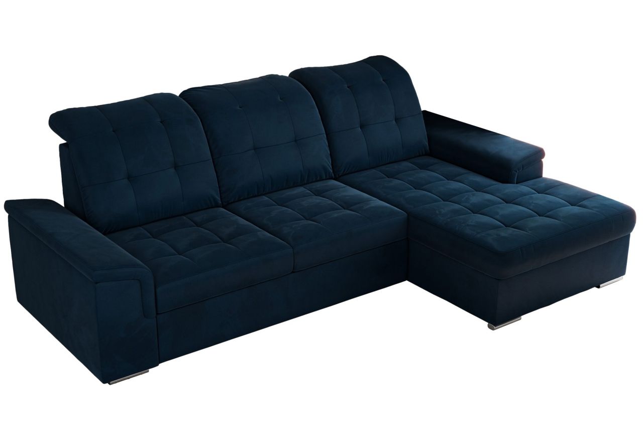 Narożnik MADRITO L - strona prawa - ciemnoniebieski, welwet