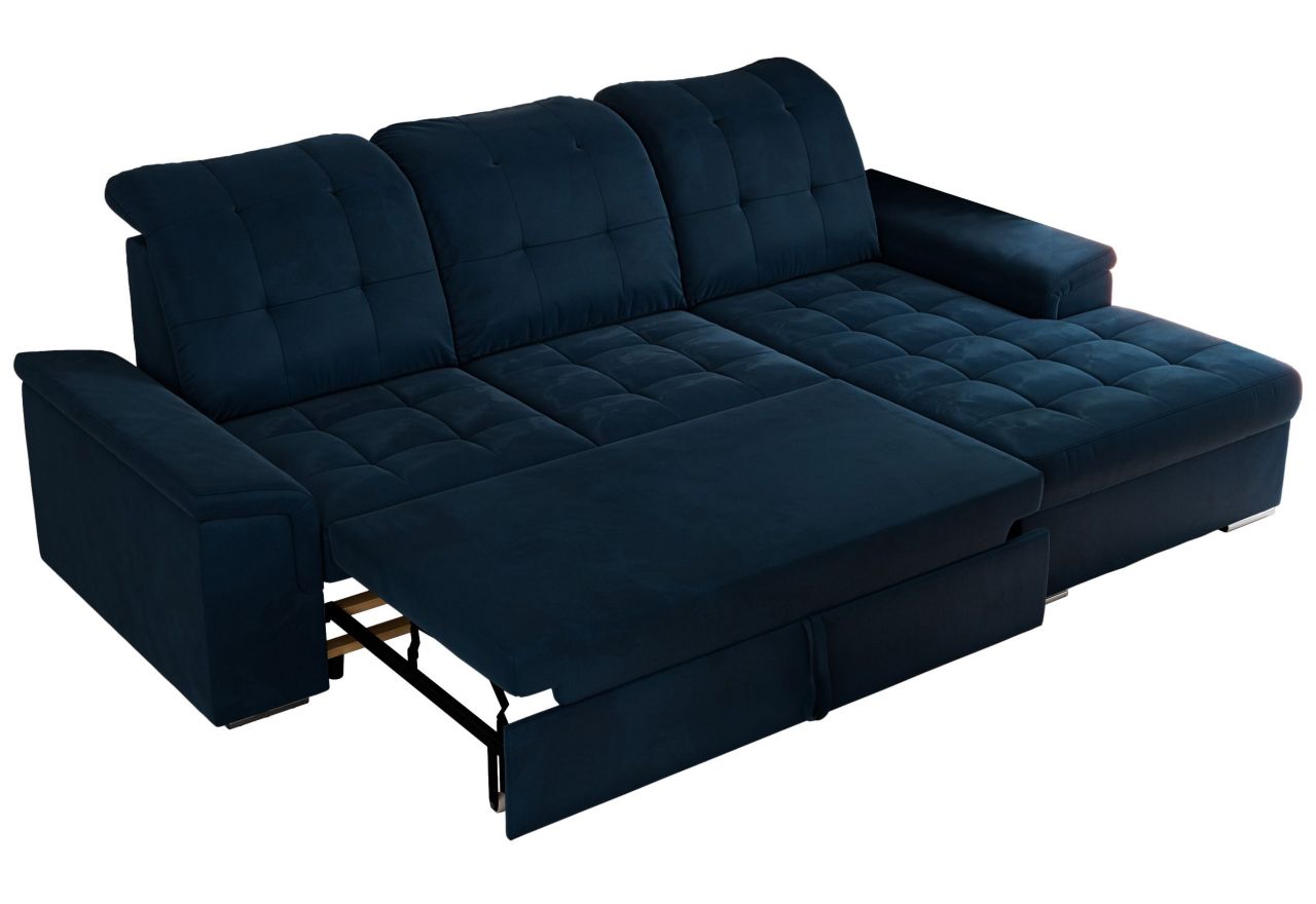 Narożnik MADRITO L - strona prawa - ciemnoniebieski, welwet