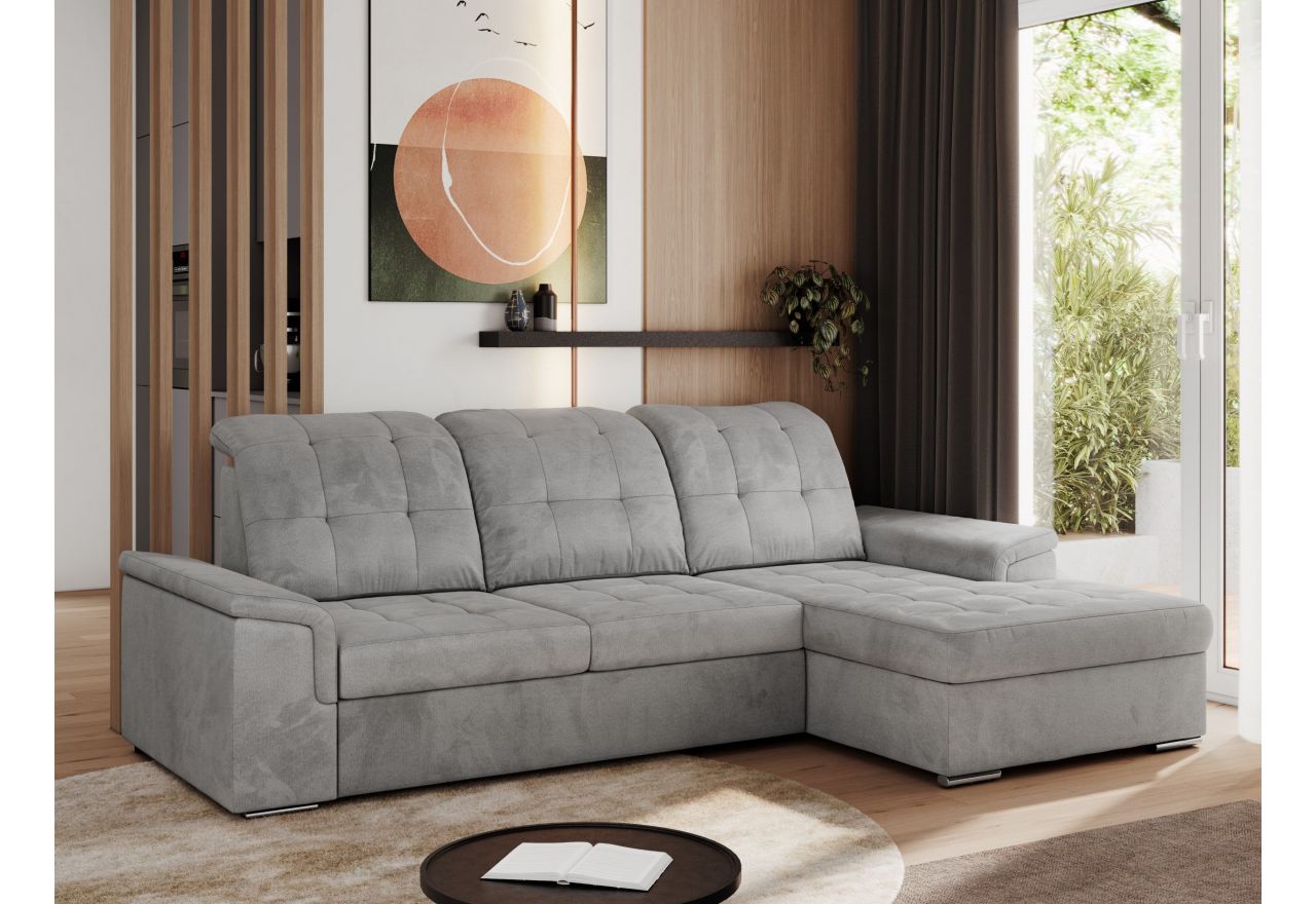 Narożnik MADRITO L - strona prawa - jasnoszary, welwet