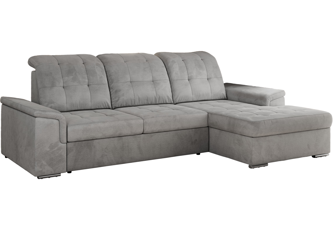 Narożnik MADRITO L - strona prawa - jasnoszary, welwet