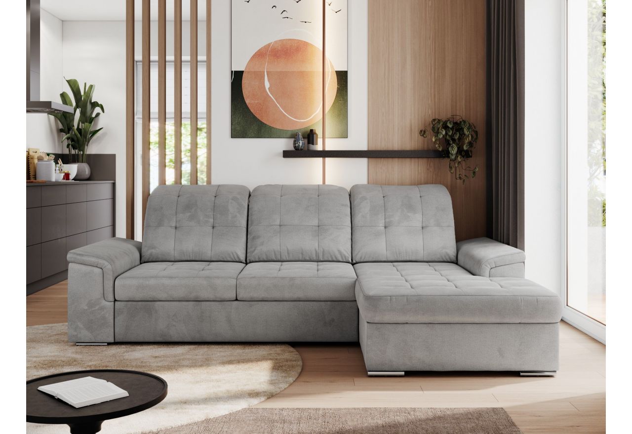 Narożnik MADRITO L - strona prawa - jasnoszary, welwet