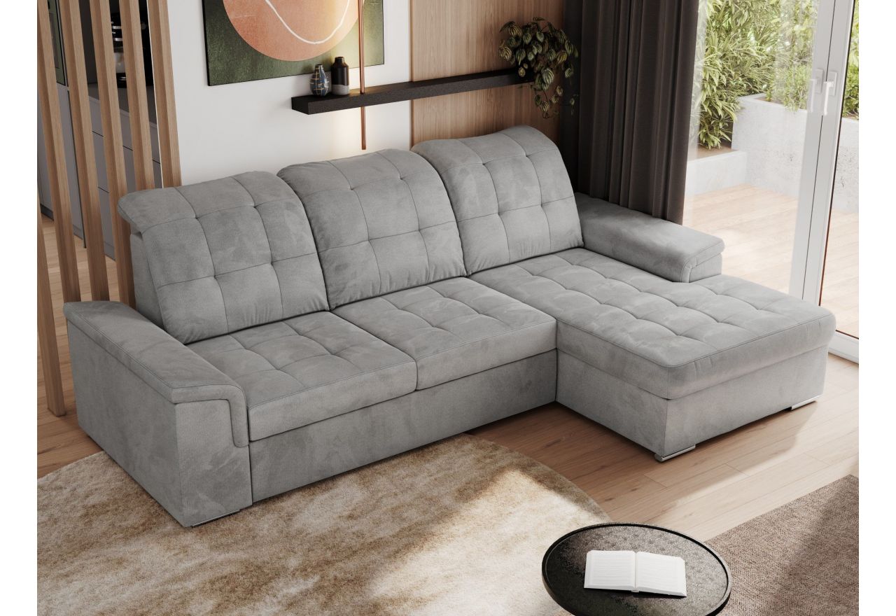 Narożnik MADRITO L - strona prawa - jasnoszary, welwet