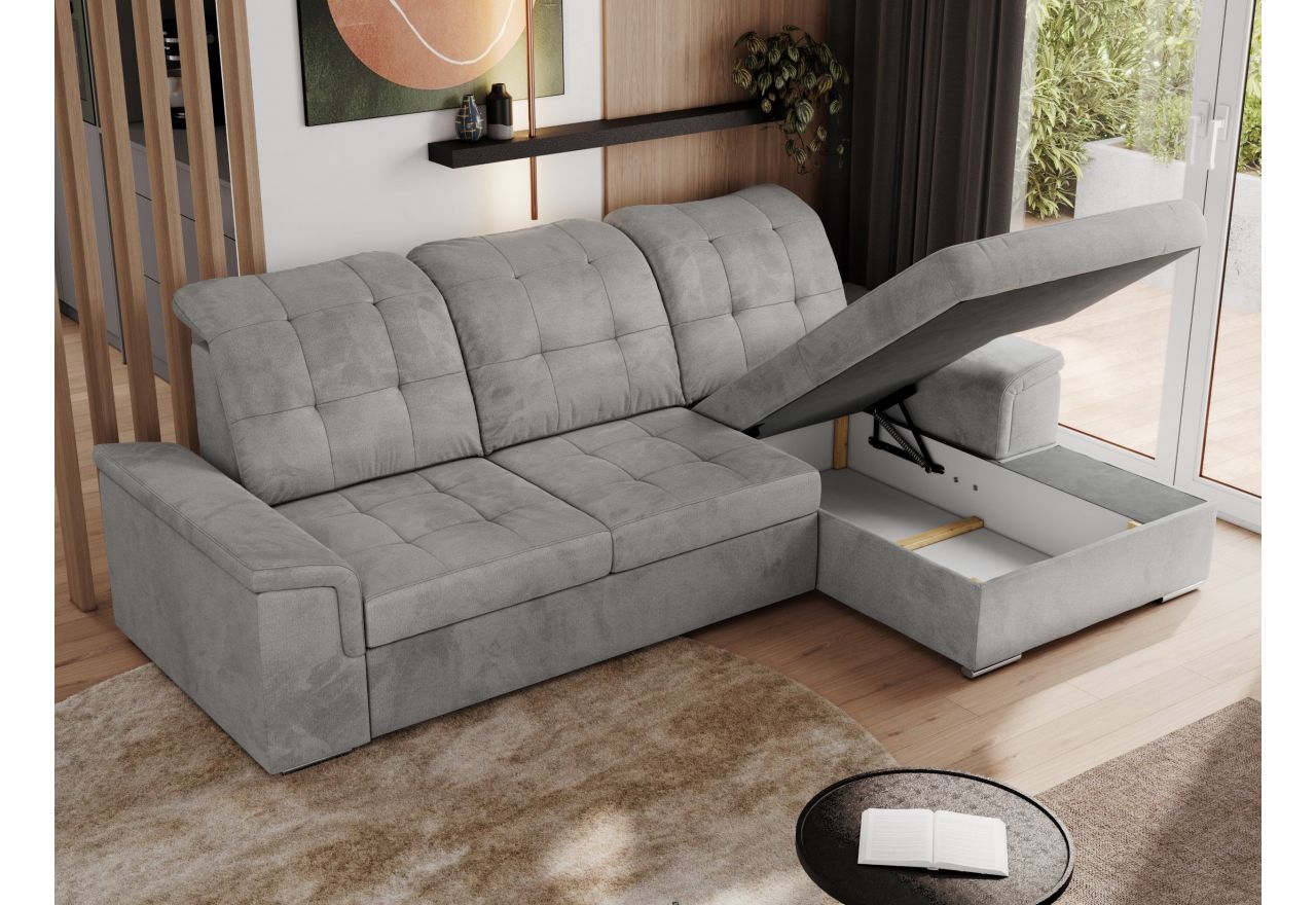 Narożnik MADRITO L - strona prawa - jasnoszary, welwet