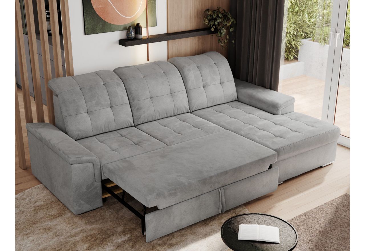 Narożnik MADRITO L - strona prawa - jasnoszary, welwet