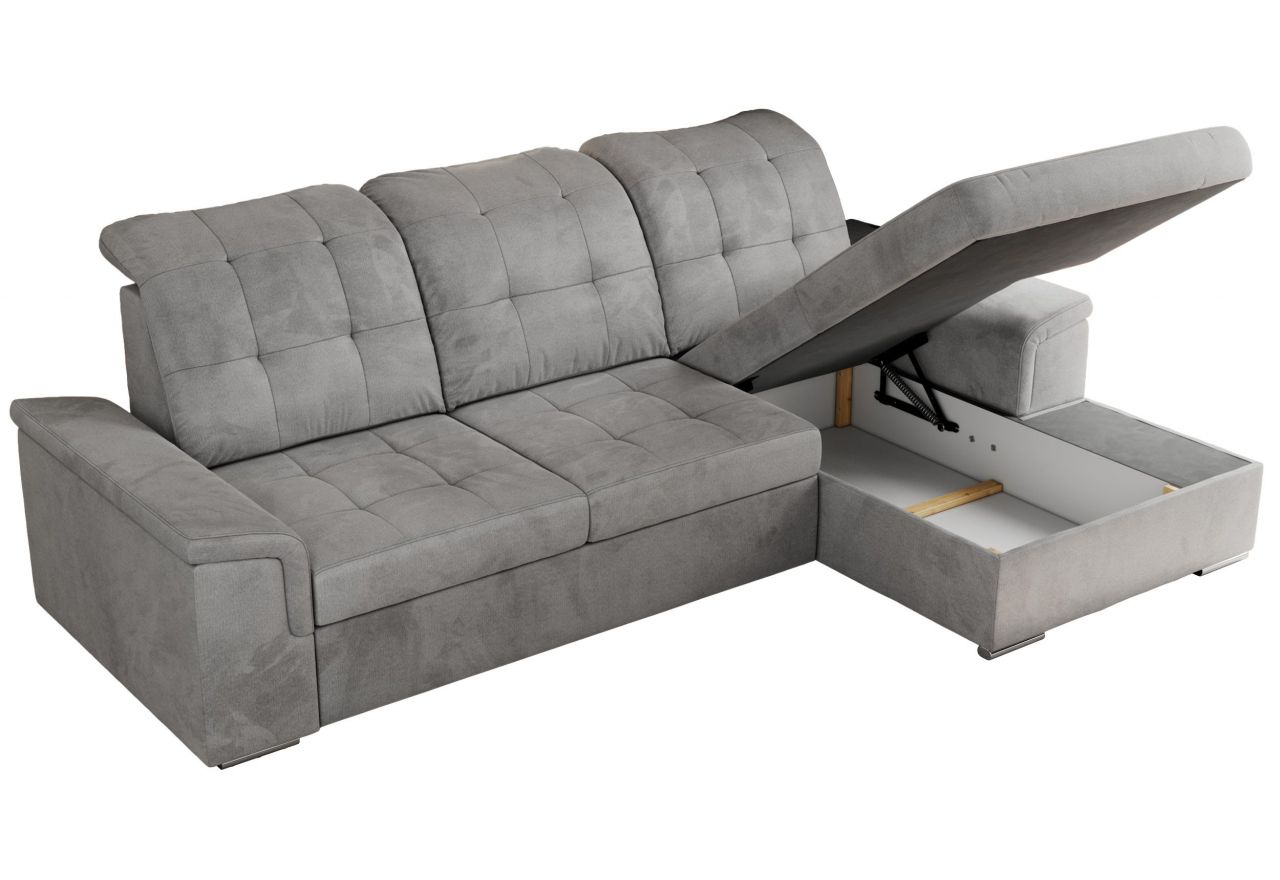 Narożnik MADRITO L - strona prawa - jasnoszary, welwet