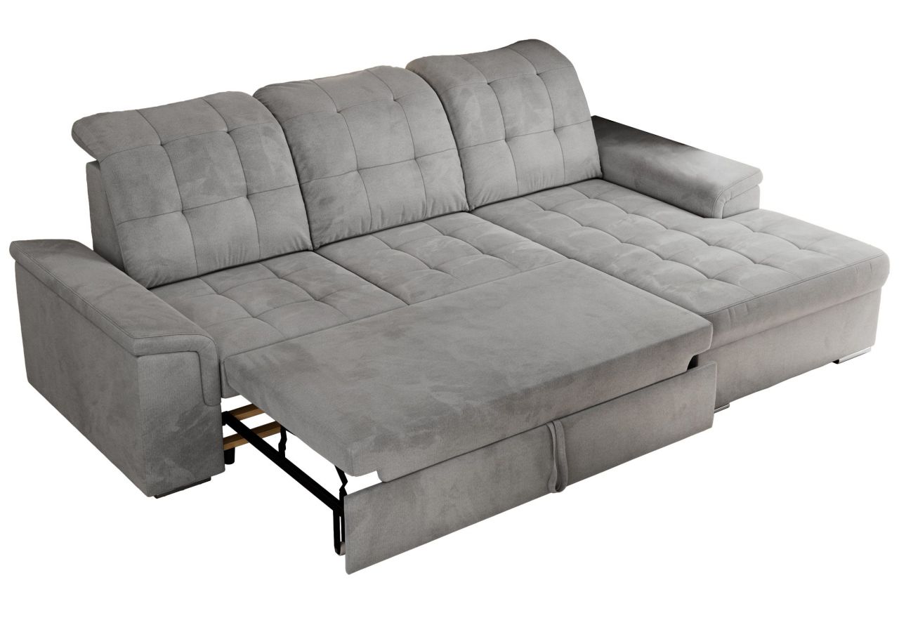 Narożnik MADRITO L - strona prawa - jasnoszary, welwet