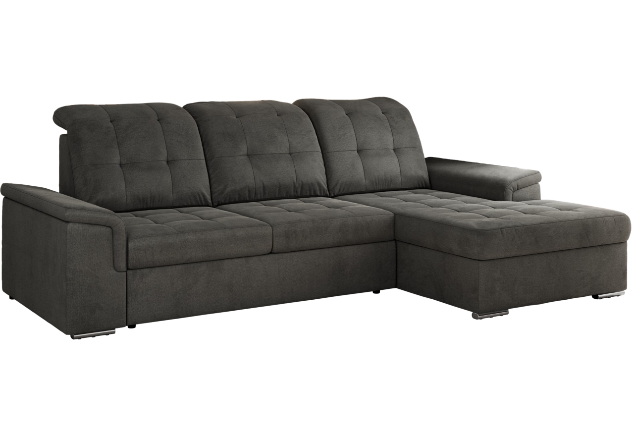 Narożnik MADRITO L - strona prawa - ciemnoszary, welwet