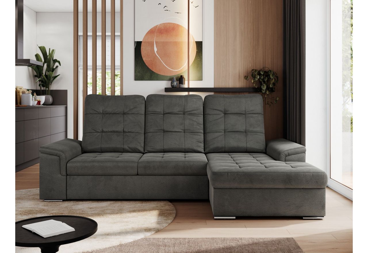 Narożnik MADRITO L - strona prawa - ciemnoszary, welwet