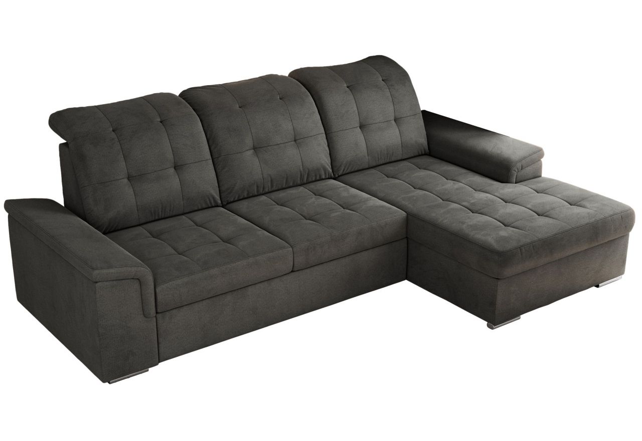 Narożnik MADRITO L - strona prawa - ciemnoszary, welwet