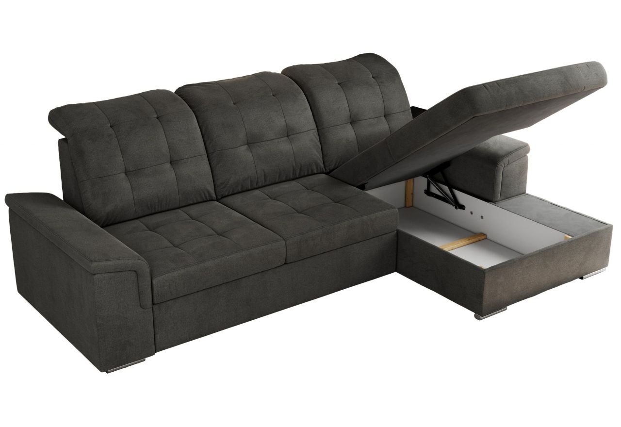 Narożnik MADRITO L - strona prawa - ciemnoszary, welwet