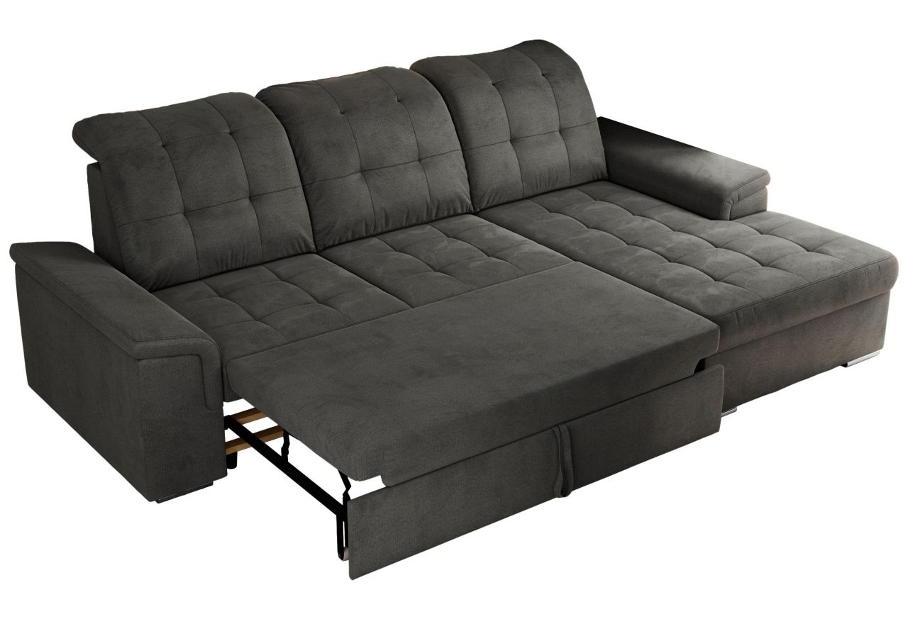 Narożnik MADRITO L - strona prawa - ciemnoszary, welwet