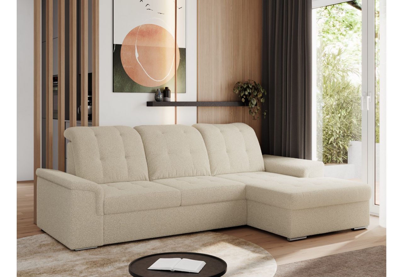 Narożnik MADRITO L - strona prawa - beżowy, boucle