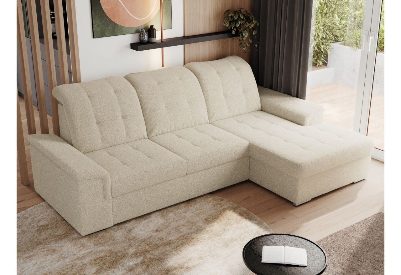 Narożnik MADRITO L - strona prawa - beżowy, boucle