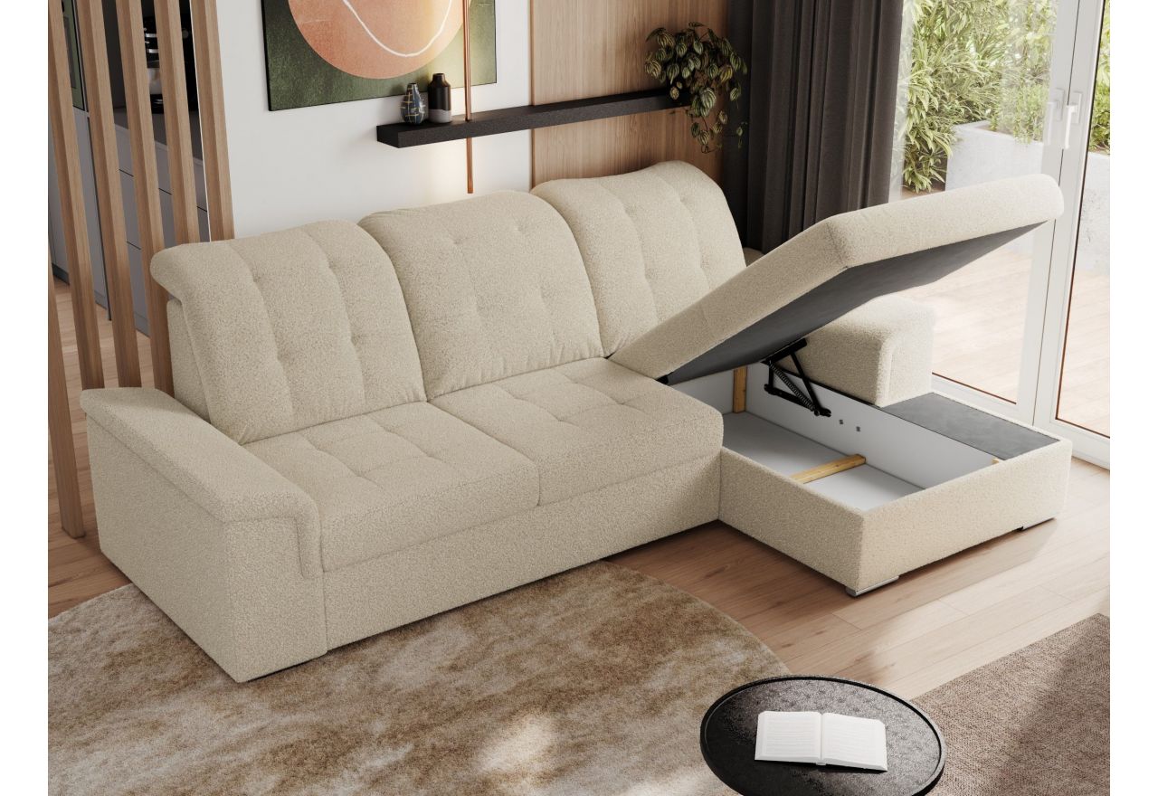 Narożnik MADRITO L - strona prawa - beżowy, boucle