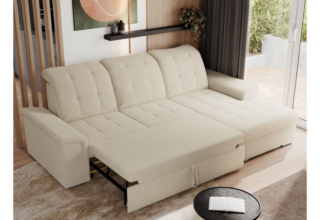 Narożnik MADRITO L - strona prawa - beżowy, boucle