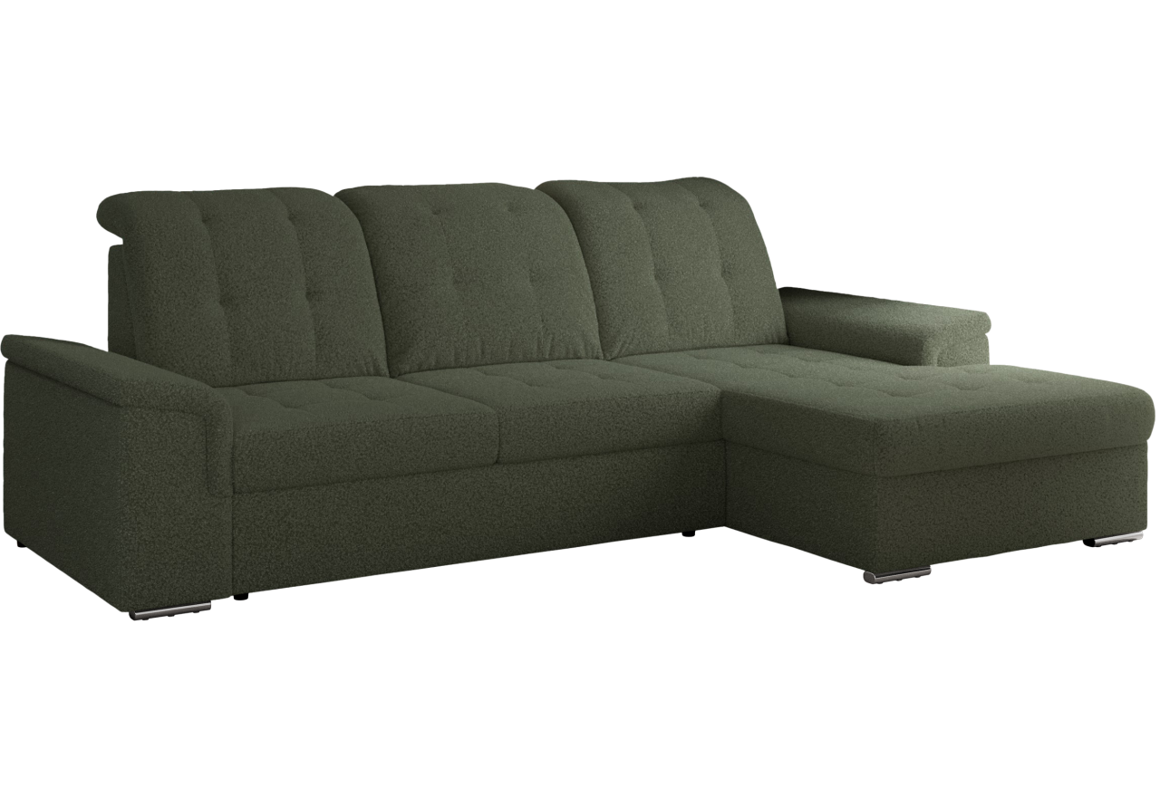 Narożnik MADRITO L - strona prawa - ciemnozielony, boucle