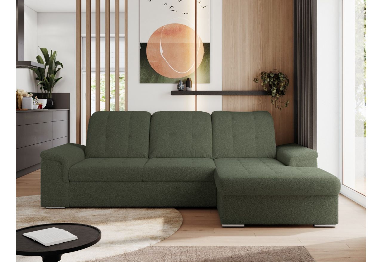 Narożnik MADRITO L - strona prawa - ciemnozielony, boucle