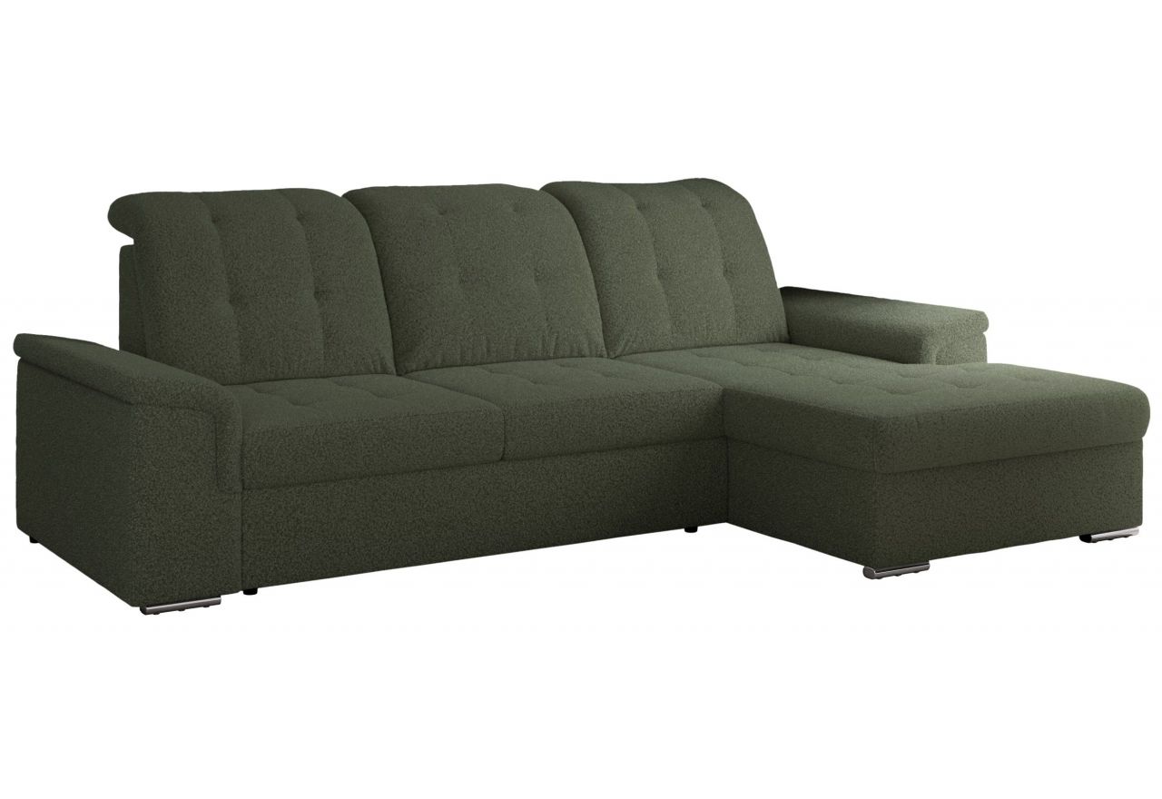 Narożnik MADRITO L - strona prawa - ciemnozielony, boucle