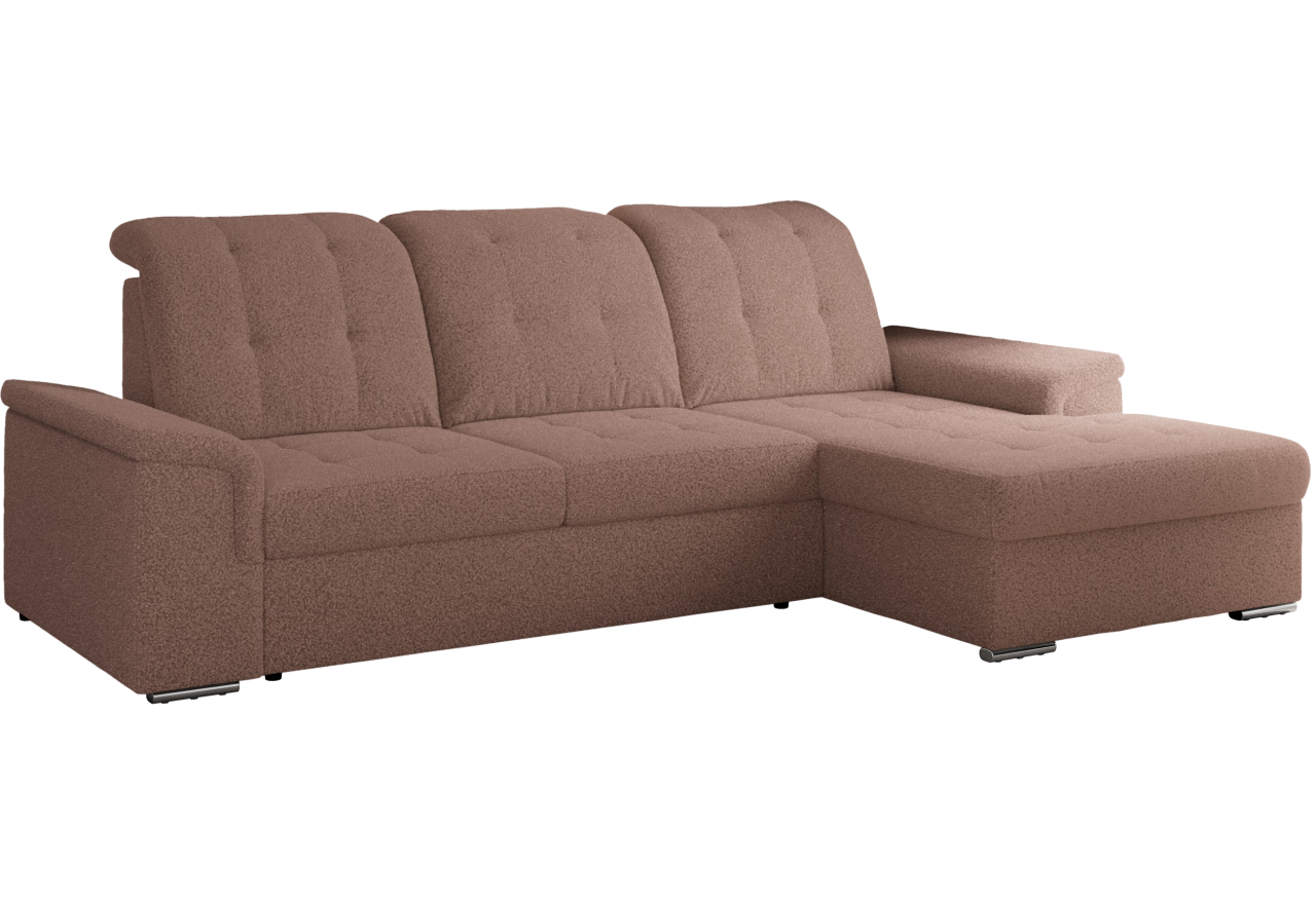 Narożnik MADRITO L - strona prawa - różowy, boucle