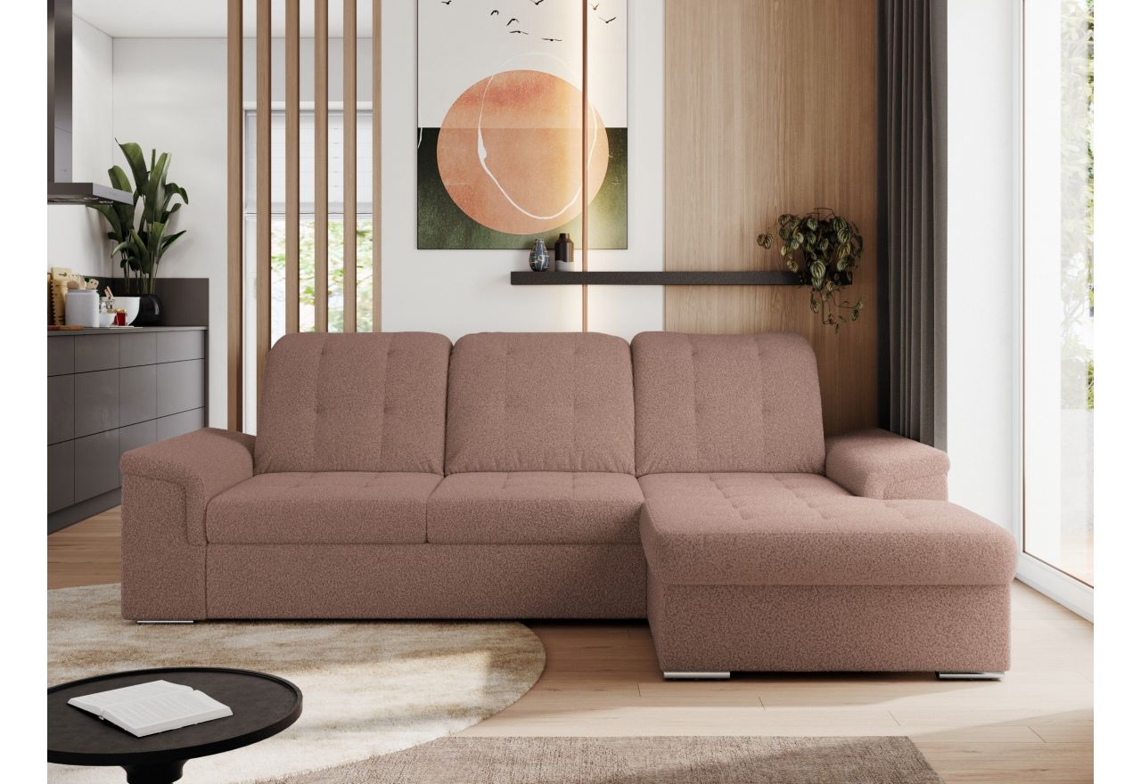 Narożnik MADRITO L - strona prawa - różowy, boucle