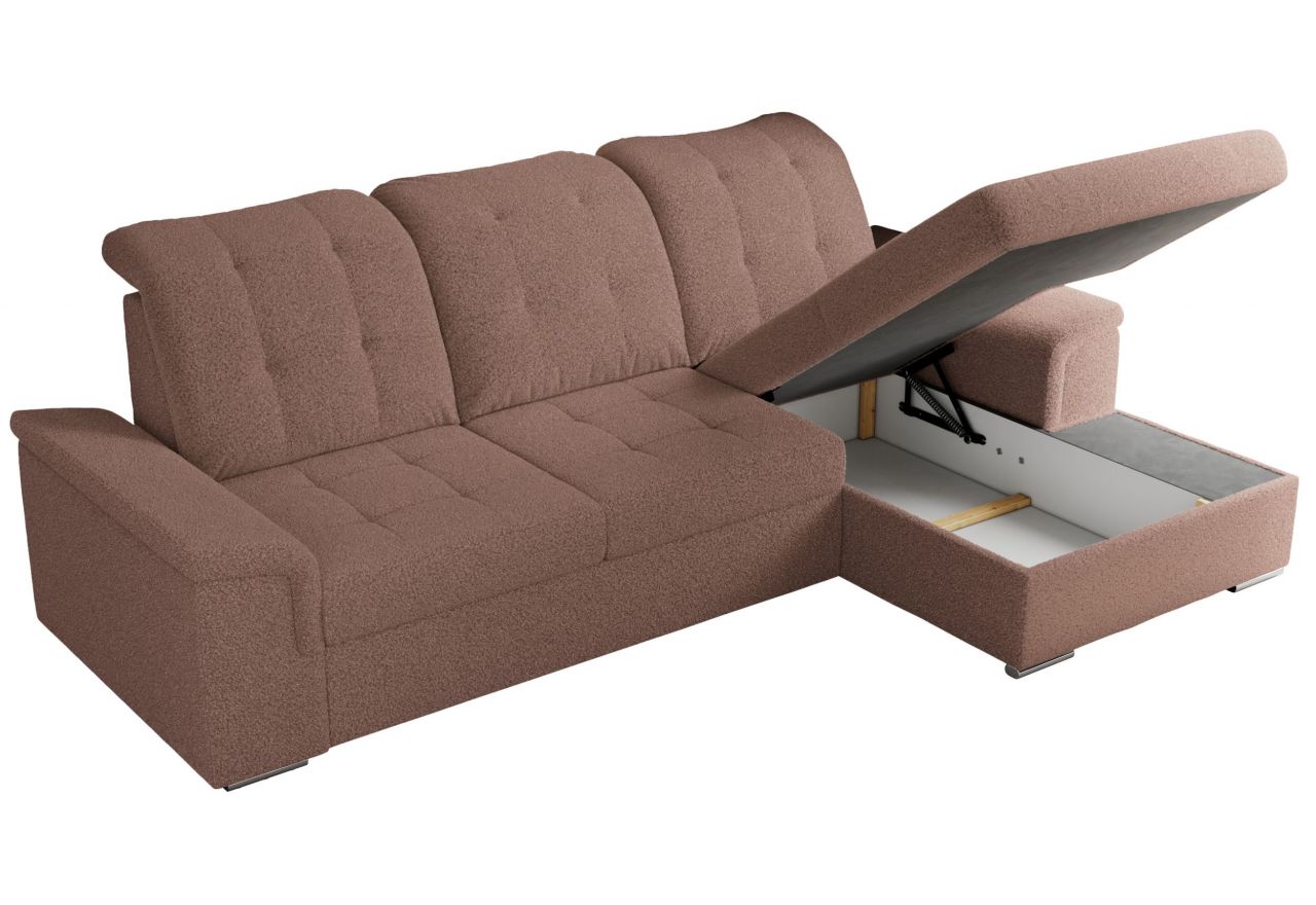 Narożnik MADRITO L - strona prawa - różowy, boucle