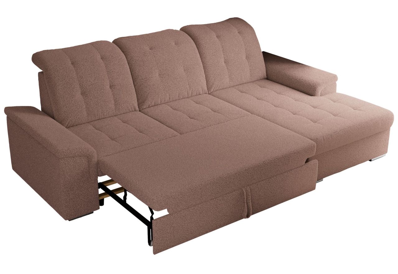 Narożnik MADRITO L - strona prawa - różowy, boucle