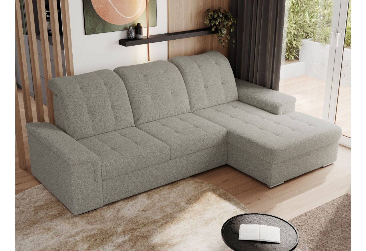 Narożnik MADRITO L - strona prawa - szary, boucle