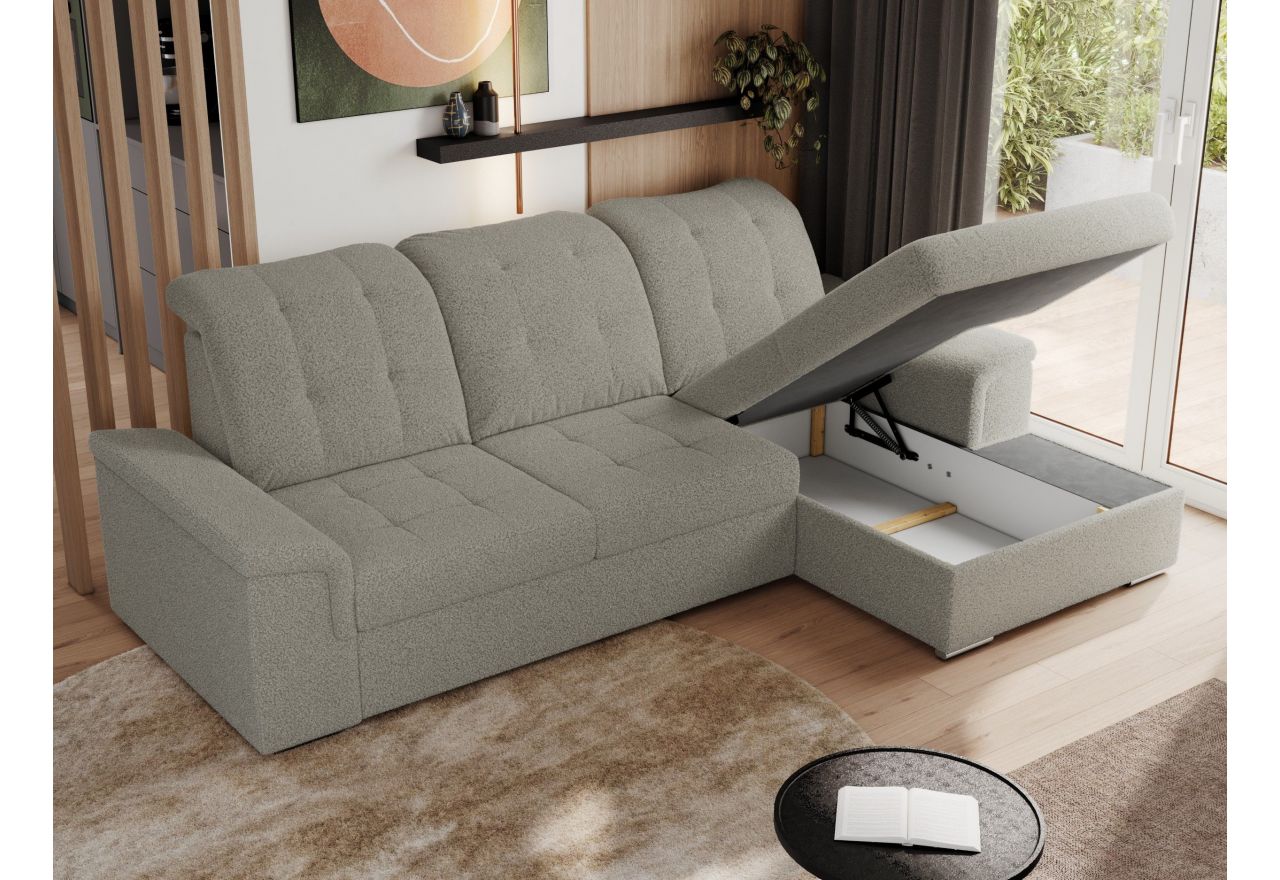 Narożnik MADRITO L - strona prawa - szary, boucle