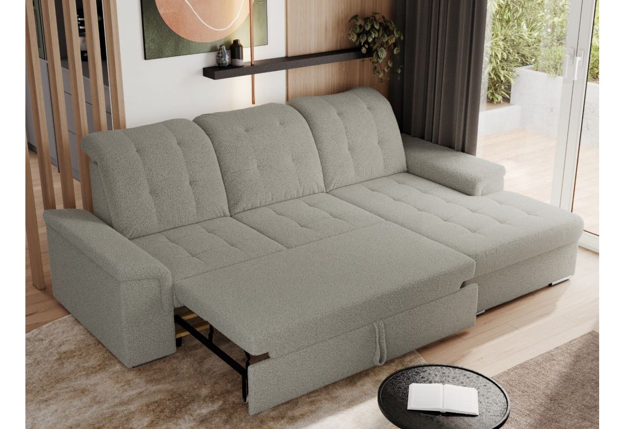 Narożnik MADRITO L - strona prawa - szary, boucle